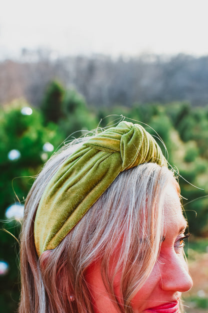 Green Velvet Headband - RESTOCK