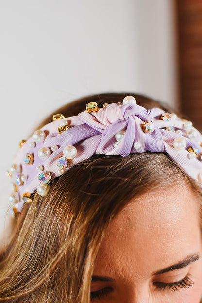Lavender Gingham Headband