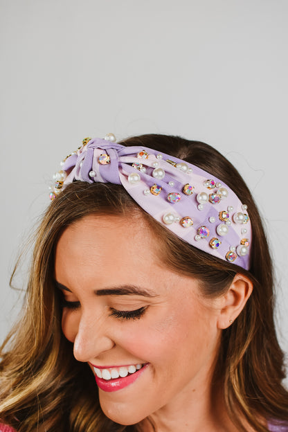 Lavender Gingham Headband